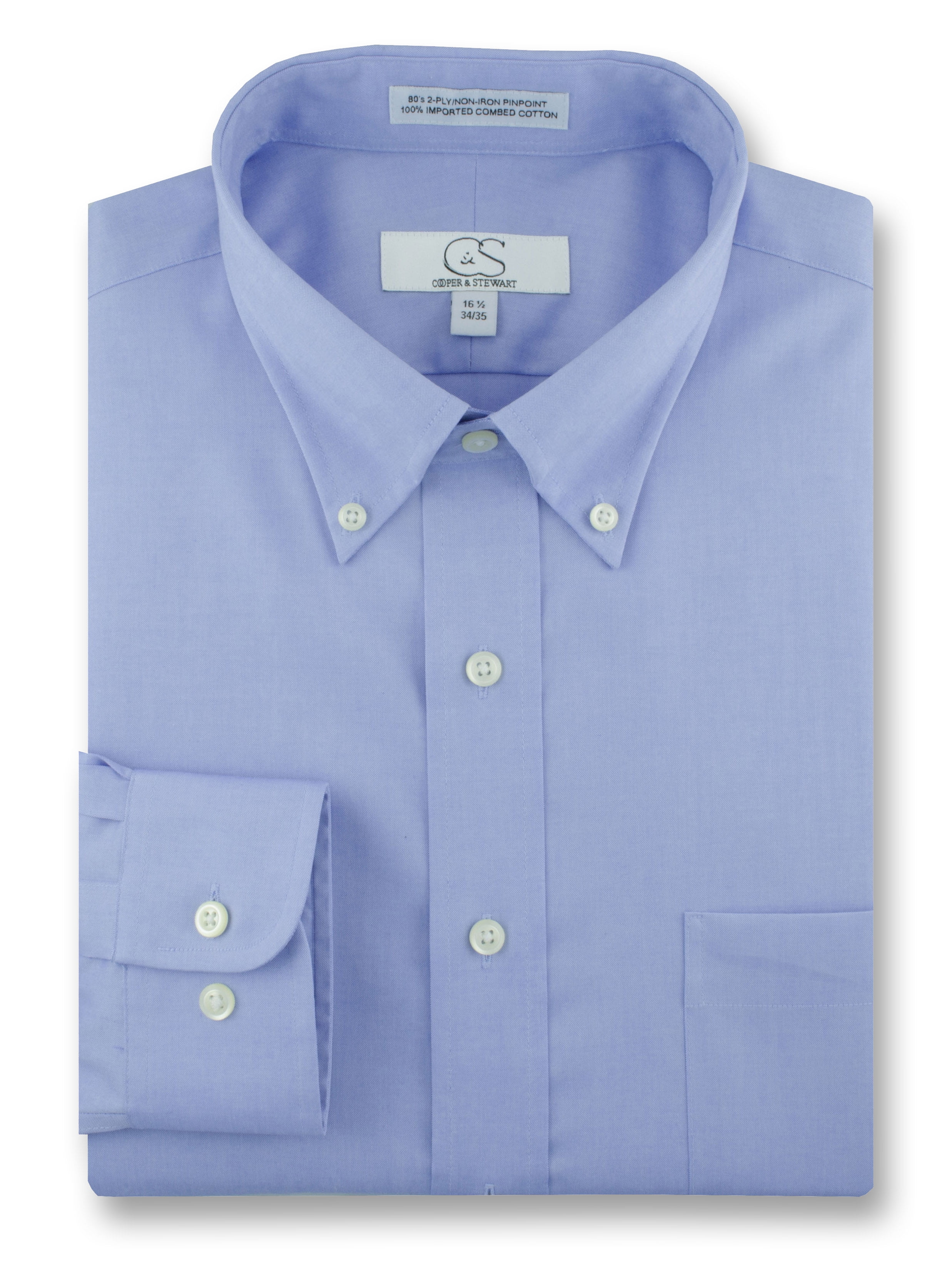 COOPER /& STEWART Big /& Tall Non-Iron Pinpoint Button-Down Collar Dress Shirt