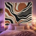 thumbnail image 2 of Sunlike Shapes Among Flowing Earth Tone Bands, Nostalgic Mid-Century Modern for Art Lovers, Earth Tone Wall Art, Housewarming Gift, Tapestry Wall Hanging for Studio and Den, 2 of 6