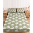 thumbnail image 2 of Full Size Fitted Sheet Set - Sage Green Palm Trees 3 Piece Bedding Sets 16" Deep Pocket Fitted Sheet with 2 Pillowcases, Tropical Summer Botanical Seaside Brushed Microfiber Hotel Luxury Bed Sheets, 2 of 9