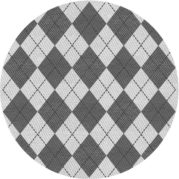 Ahgly Company Machine Washable Indoor Round Transitional Carbon Gray Area Rugs, 3' Round