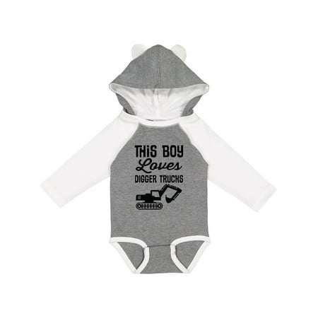 

Inktastic This Boy Loves Digger Trucks Construction Gift Baby Boy Long Sleeve Bodysuit