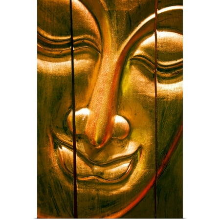 Great BIG Canvas | Rolled Ray Laskowitz Poster Print entitled Hong Kong, Central, Wooden Buddha Face