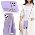 thumbnail image 5 of iPhone 11 Pro Max Case for Women with Card Holder,iPhone 11 Pro Max Phone Case Wallet with Strap,Crossbody Lanyard Cases with Credit Card Slots Kickstand Ring Holder Stand Case,6.5",Purple, 5 of 13