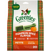 (24 pack) (24 Pack) Greenies Pumpkin Spice Flavor Petite Dental Dog Treats, 12 oz. (20 Treats)