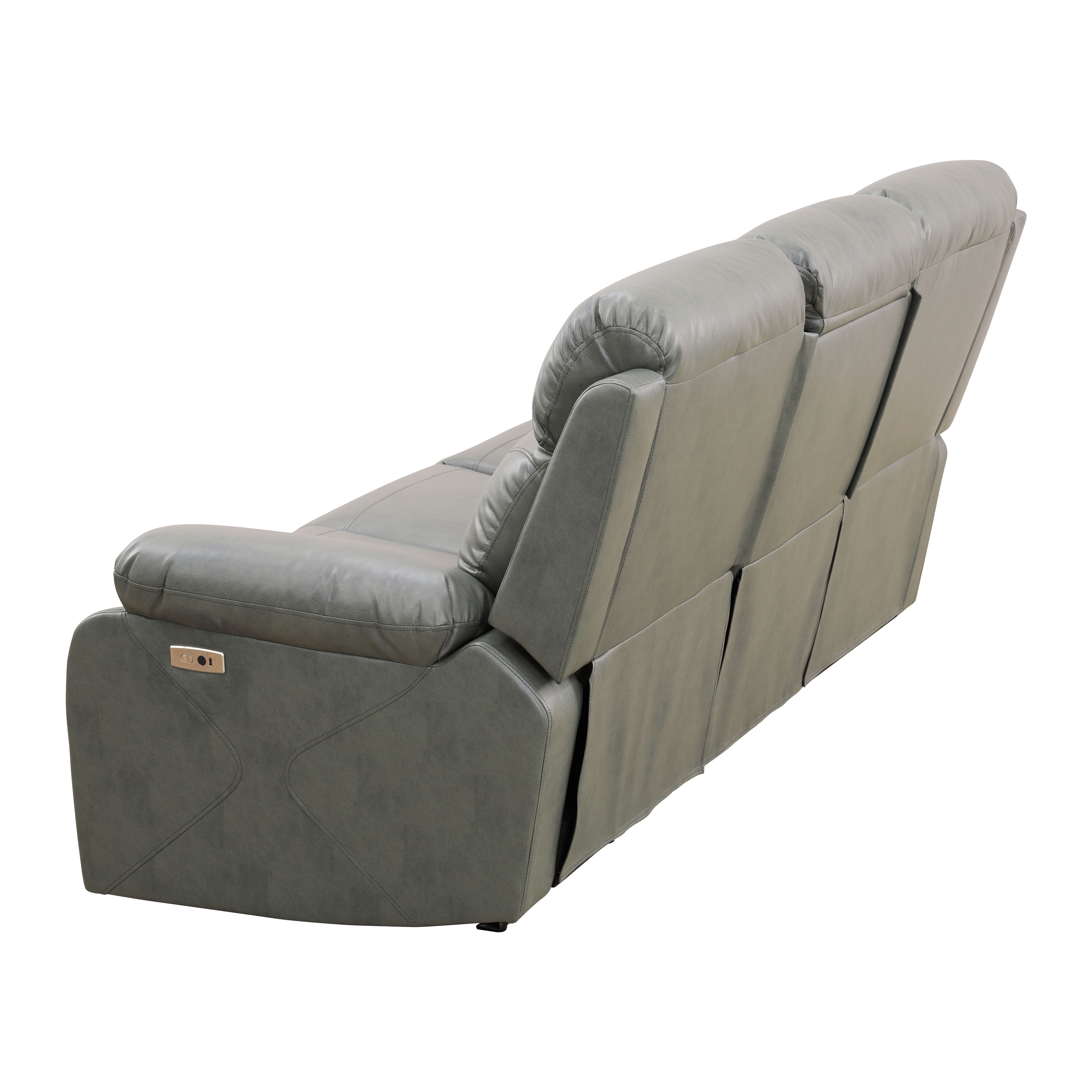 MAYEERTY 3-Seater Recliner Sofa, Breathable Leather Sofa with LED Lights & Reversible Coffee Table for Family Living Room & Home Theater