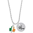 thumbnail image 1 of Delight Jewelry Silvertone Irish Flag Shamrock Silvertone Script Initial Disc - K - Charm Necklace, 20"+3", 1 of 4