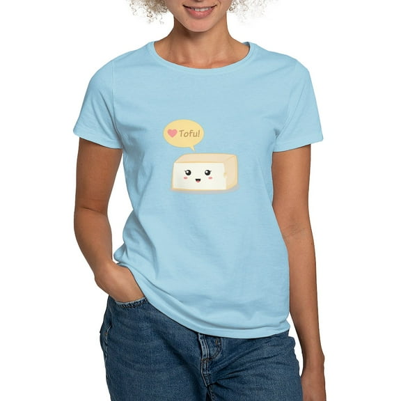 CafePress - Kawaii Tofu Asking People To Love Tofu Women's Lig - Women's Classic T-Shirt