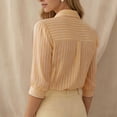 thumbnail image 5 of YTCAMLO Striped Dress Shirts for Women, Casual Loose Fit 3/4 Sleeve Button Down Shirts, Business Office Work Collared Blouses, 5 of 9