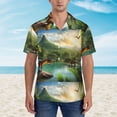 thumbnail image 4 of Daiia Lake Forest Dinosaur Hawaiian Shirt for Men Gentle Cotton Regular Short Sleeve Casual-3X-Large, 4 of 9