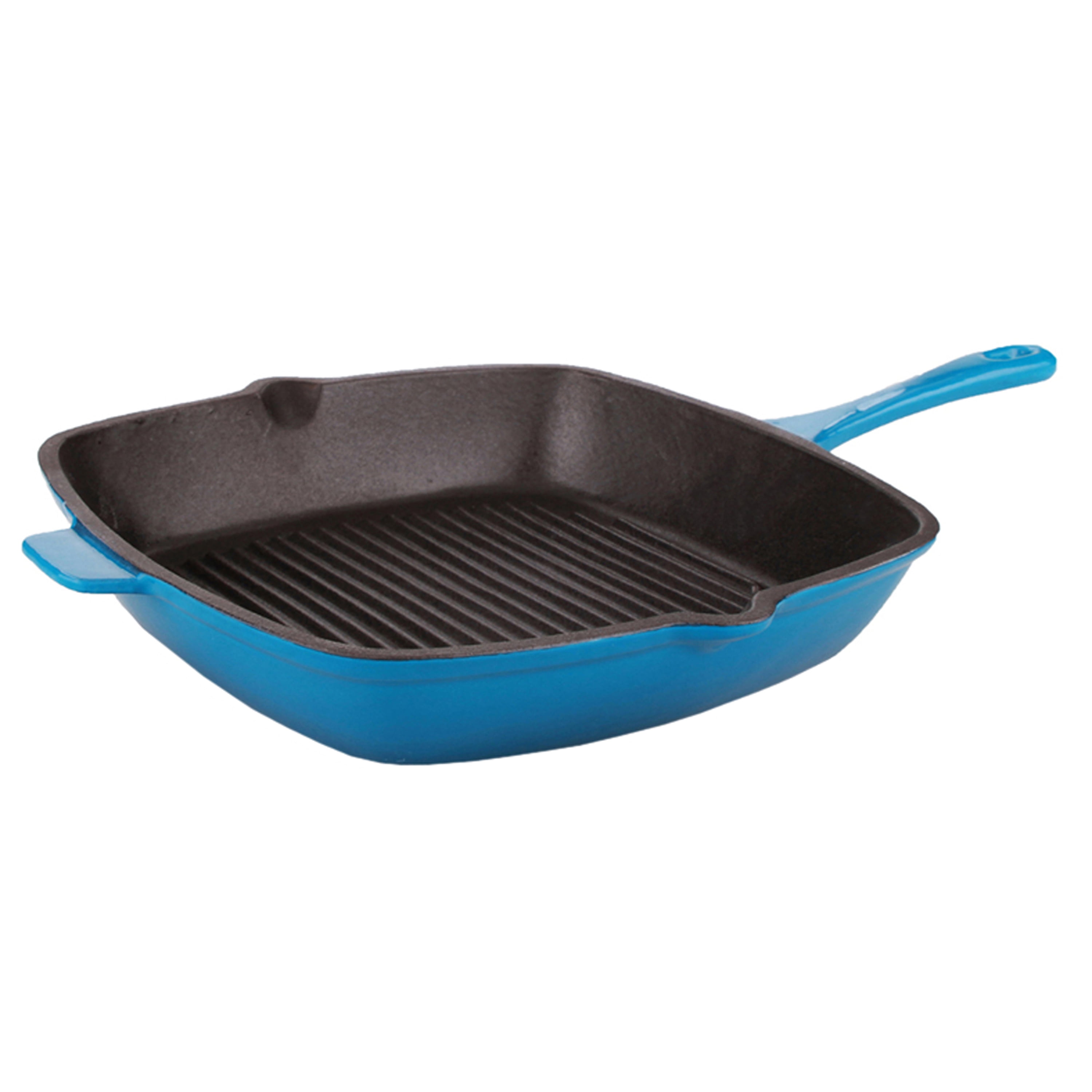 BergHOFF Neo 2pc Cast Iron 10" Fry Pan & 11" Grill Pan Cookware Set, Blue