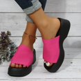 thumbnail image 5 of BERANMEY Knit Platform Slippers Women's Platform Wedge Sandals Comfort Square Open Toe Mules Classic Slip On Slippers Casual Slides for Women Single Band Flatform Slide, 5 of 5