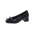 thumbnail image 5 of Xucatan Women's Patent Leather Bow Loafers, Round Toe Chunky Mid Heel Shoes, Cushioned Comfortable Flats for Spring Summer Office Daily Gift, 5 of 9