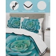thumbnail image 3 of Full Size Quilt Bedding Set, Retro Green Succulents Reversible Summer Quilt 3 Pieces, Watercolor Leaves Country Plants Lightweight Bedspreads Coverlets with 2 Pillow Shams for All Seasons, 3 of 5
