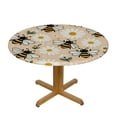 thumbnail image 3 of PIKWEEK  Fitted Round Tablecloth with Elastic Edge Wipe Clean Cute Daisy Flower and Bees Table Cloth for Outdoor/Indoor Use, 3 of 7