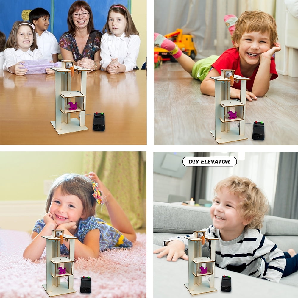 DIY Assemble Electric Lift Elevator Kid Science Experiment Material Kit Toy L&6 