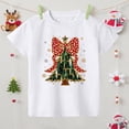 thumbnail image 3 of Camisa con estampado de lazo de árbol de Navidad para niñas, atuendo de fiesta de Navidad, camiseta navideña, camisetas de manga corta para niños, ropa, 3 of 5