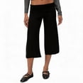 thumbnail image 2 of Inglocry Low Rise Gaucho Pants Fold Over Pants Capri Flared Plisse Casual Loungewear Wide Leg Sweatpants Palazzo for Women 2000S Black M, 2 of 6