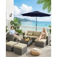 thumbnail image 4 of Parasol de Patio Extérieur 10 Pi – 8 Nervures Robustes, Manivelle, Inclinaison à Bouton-Poussoir, Protection UV, Pare-Soleil Imperméable – Parfait pour Jardin, Cour, Terrasse, Piscine – Bleu Marine, 4 of 8