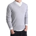 thumbnail image 6 of Yaoyar Men's Cotton Knitted Sweater Long Sleeve V-Neck Thin Slim Fit Business Casual Pullover Sweater, 6 of 6