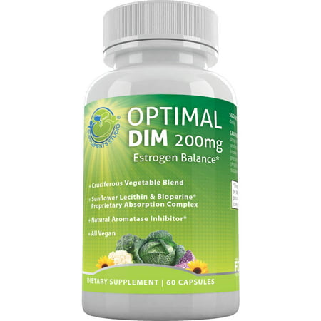 Optimal DIM Supplement 200mg Plus - Estrogen Balance - Whole Foods and Sunflower Lecithin/BioPerine Proprietary Absorption Complex, Aromatase Inhibitor, All Vegan, 60 DRcaps, 2 Month (Best Aromatase Inhibitor Supplement)