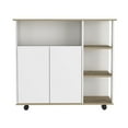 thumbnail image 5 of HQZX Kitchen Rolling Island Cart on Wheels, 4 Open Shelves, 2 Door Cabinet - Multi color, 5 of 7