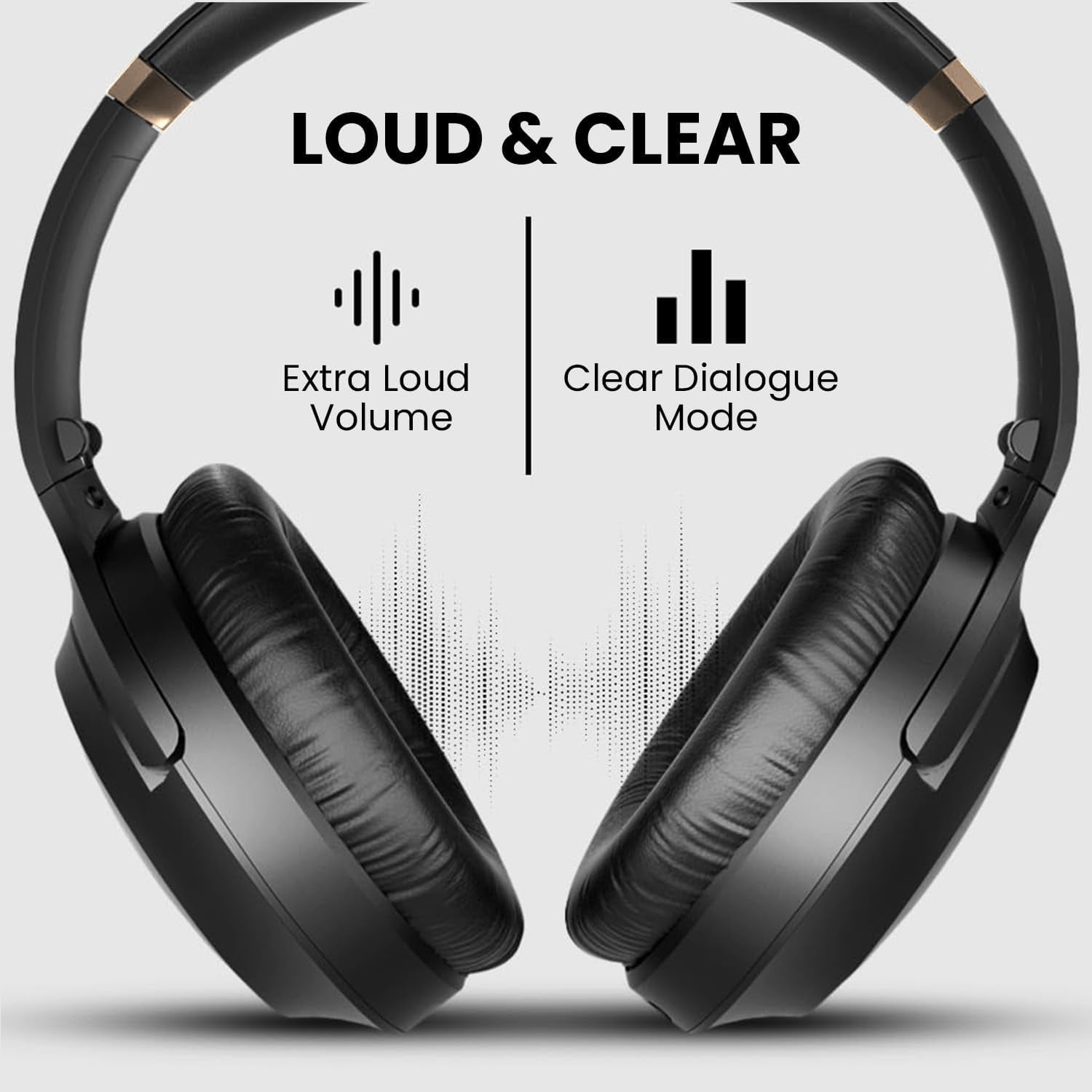 Avantree Duet - Dual Wireless Headphones for TV Watching with Transmitter/Charging Stand 2-in-1, Clear Dialogue Mode & Volume Boost for Seniors, Scalable to 100 Headphones - Black