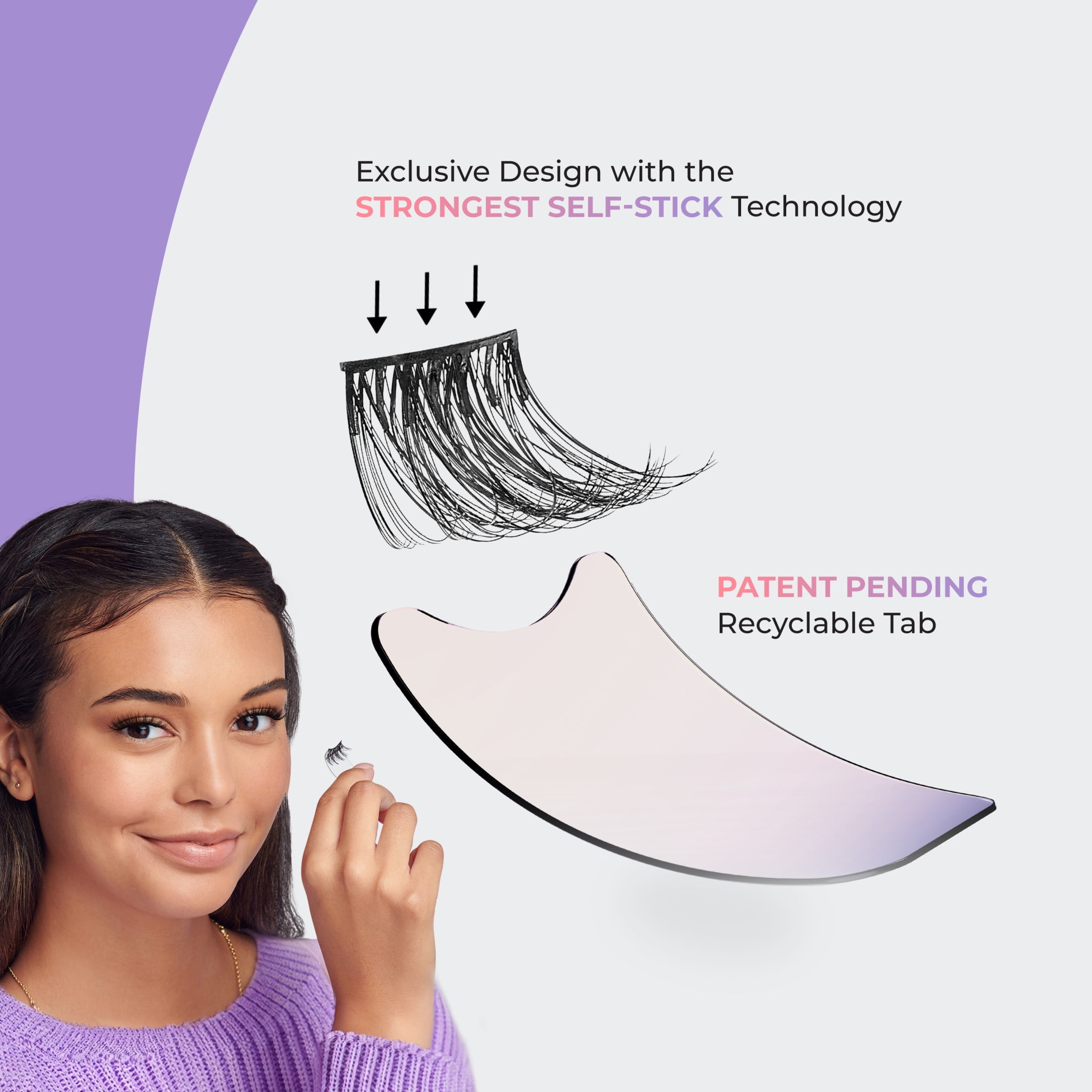 (2 pack) Kiss Impress Falsies Easy Tab Press On Self Adhesive Eyelashes, Black, 'Classy Natural'