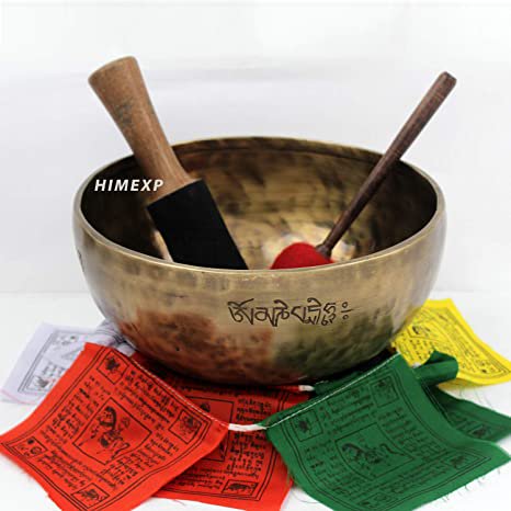 23 cm,9.1 inch Antique Full Moon Carved Solar Plexul Chakra Healing and Therapy Singing Bowl (Note-E)