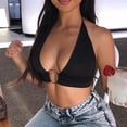 thumbnail image 3 of Sexy Women Y2K Ring Halter Neck Vest Crop Top Bralet Leopard Bandage Club Tops, 3 of 11