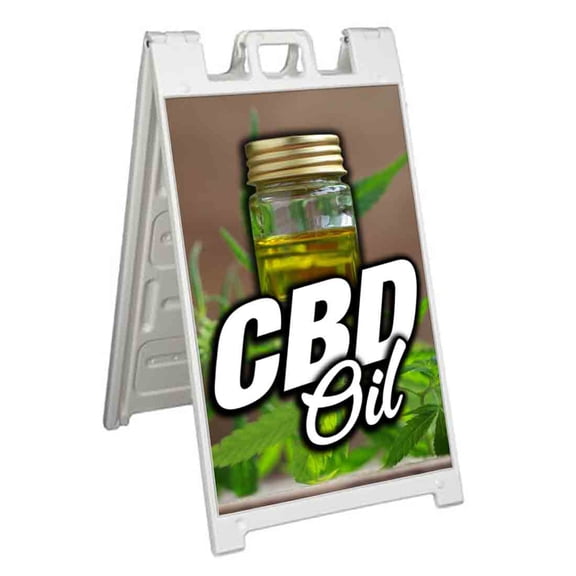 CBD Oil (24" X 36") Standard A-Frame Signicade, Includes Decal Applied To Stand