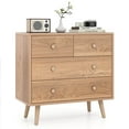 thumbnail image 1 of Costway 4 Drawer Dresser for Bedroom Wide Chest of Drawers with Metal Guide Rails Natural, 1 of 10