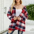 thumbnail image 2 of Cathalem Women Long Sleeve Jacket Coat Plaid Women's Cardigan Fall Winter Womens Shirt Blouse Tops, 2 of 7