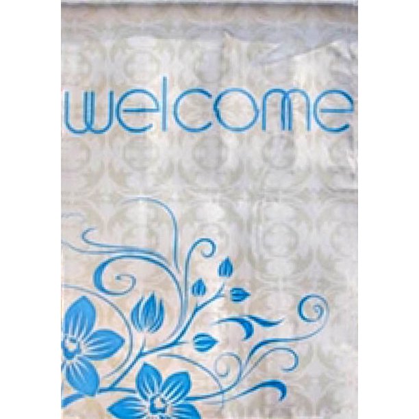 Contemporary House Flag Welcome Spring Modern Grey Gray Teal Blue Walmart Com Walmart Com