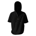 thumbnail image 5 of Linen Outfits for Men 2 Piece Outfits Big and Tall Short Sleeve Button Down Hoodies & Elastic Waist Shorts with Pockets Sets Casual Tracksuits Loungewear 2026 Summer Vacation Outfits, 5 of 9