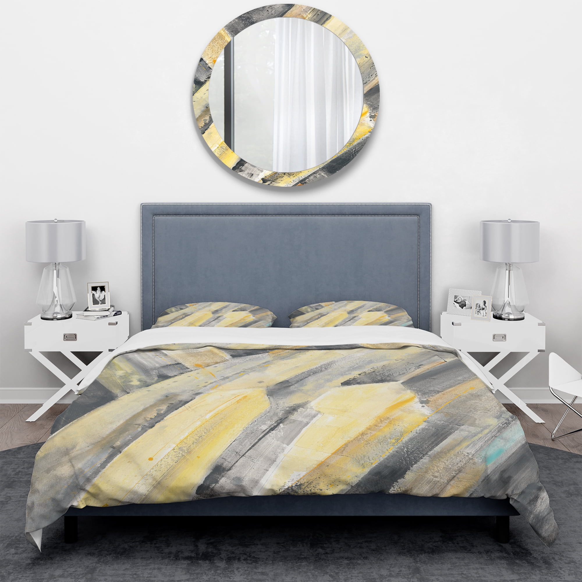 Designart 'Geometric Beige Glacier' Geometric Duvet Cover Set