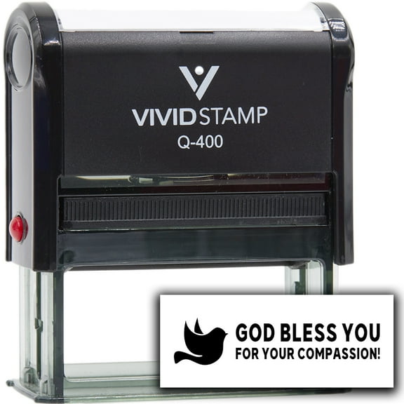 Precision and Convenience: Vivid Stamp God bless you for your compassion! Self-Inking Rubber Stamps (Black Ink) - Q-400