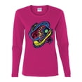 thumbnail image 2 of Colorful Sneakers Chucks Streetwear Womens Graphic Long Sleeve T-Shirt, Fuschia, Small, 2 of 3