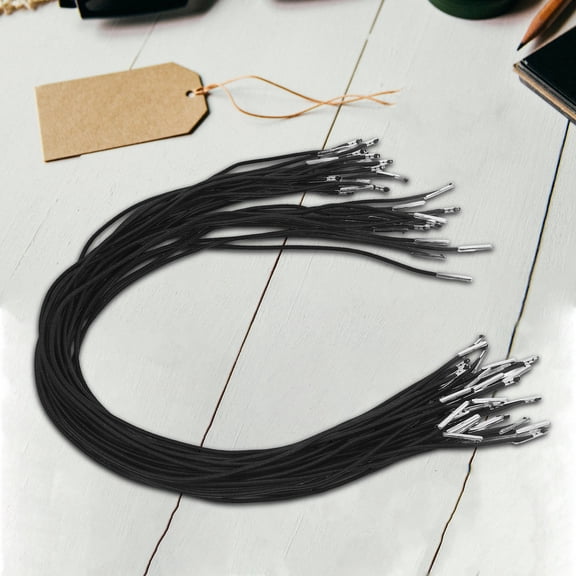 OULII Black Elastic Rope Cord for Crafts with Polyester and Barbed Fasteners 30Pcs