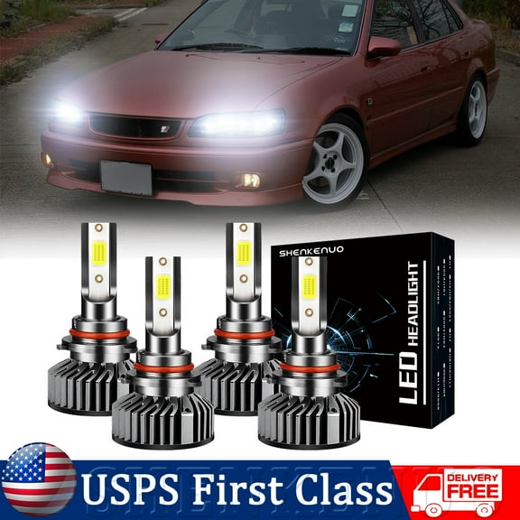 For Toyota Corolla 1993-1997 LED Headlight Bulb,9005 High Beam H11 Low Beam,SHENKENUO (4Pcs)