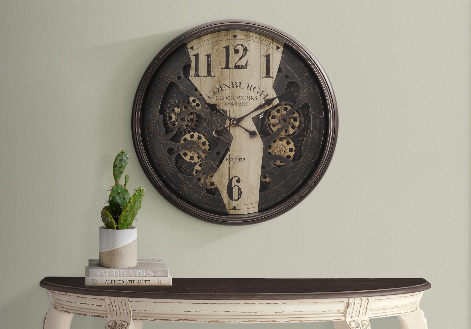 Clocks - 30" Round - Wall Clock - Gear Mechanism - Brown - Transitional