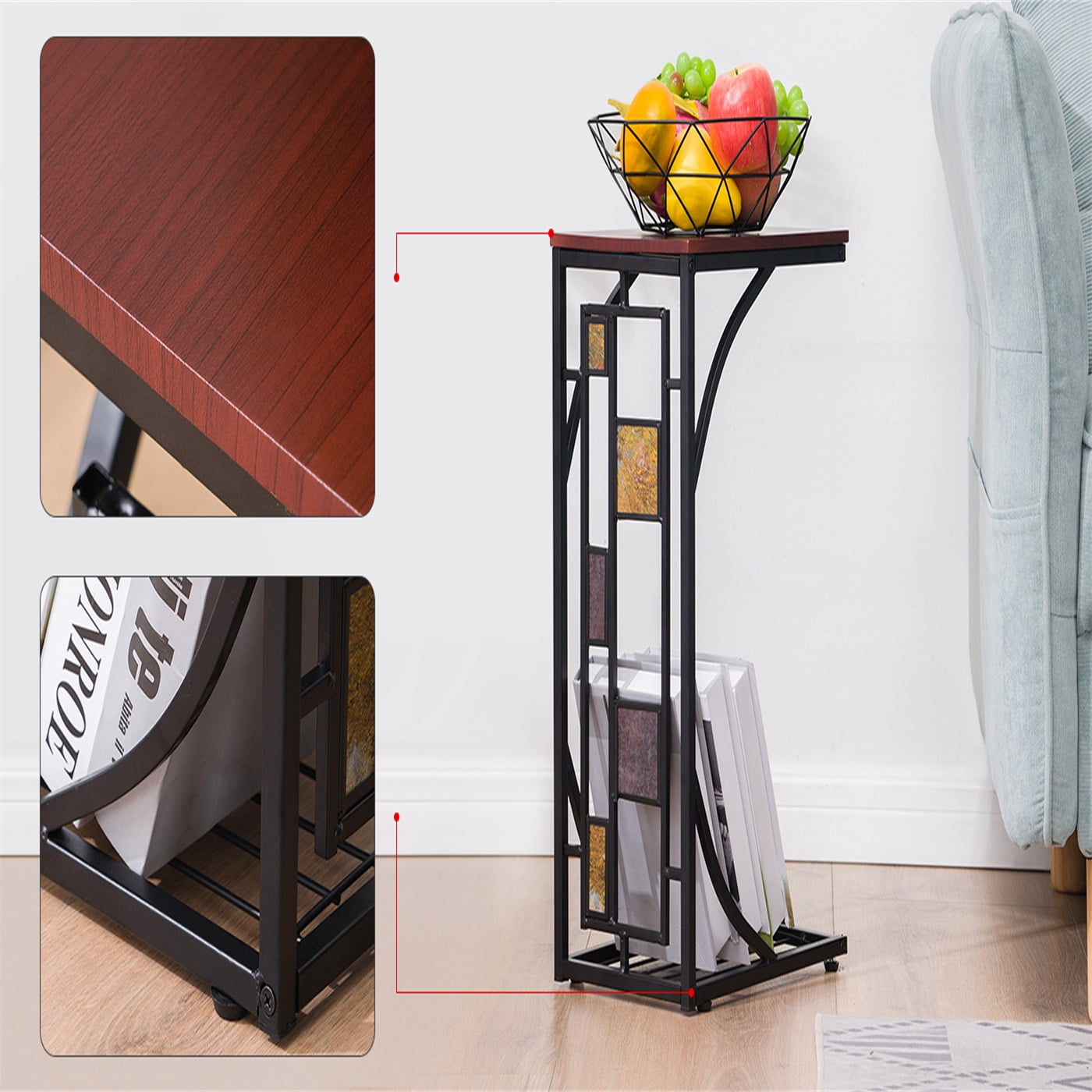 Lowestbest Iron Side Table Coffee Table, Brown Lowestbest Iron Side Table Coffee Table, Brown