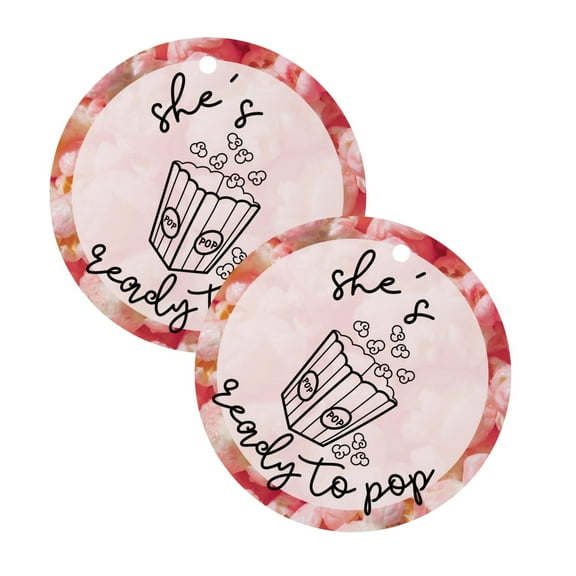 Shes Ready to Pop Popcorn Bags Sticker Labels for Baby Shower  30pk 2.5 Circle Tag Label About to Pop It When She Pops Favors Blue Pink Champagne