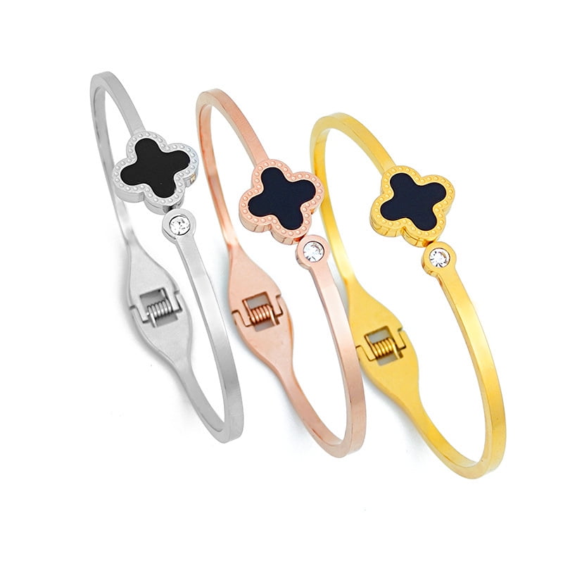 18k Gold Five-Flower Bracelet with Four-Leaf Clover Design for Women's  Fashion 
