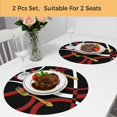 thumbnail image 5 of Red Geometric Round 15 Inch Placemats Set of 2, Vintage Abstract Stripes Aesthetic Art HeatResistant Non Slip Place Mats for Dining Table, Wipeable Braided Kitchen Table Mats for Housewarming, 5 of 9