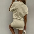 thumbnail image 4 of Lilgiuy Summer Sales Women's Summer Fashion Solid Color Round Neck Short Sleeve Casual Sports Dress, 4 of 5