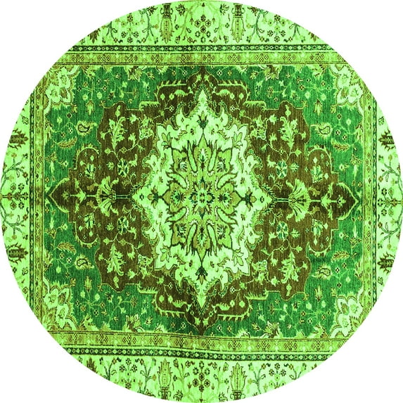 Ahgly Company Indoor Round Abstract Green Modern Area Rugs, 6' Round