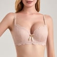 thumbnail image 6 of Feancey Plus Size Lace Underwire Bras for Women Comfort Everyday Brassiere Adjustable Straps Push Up Bra Anti-Sagging Supportive Bras Beige 70B, 6 of 10