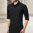 thumbnail image 5 of Generic Men's Cotton Cargo Shirts Casual Solid Color Long Sleeve Button Down Dress Outdoor Hiking Tactical Shirt, 5 of 5