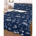 thumbnail image 3 of Quilts Twin Size Bedding Set, Navy Blue Nautical Lightweight Quilted Comforter, Summer Coastal Ocean Beach Coconut Trees Reversible Bedspread Coverlet with Pillow Covers for All Season, 68" x 86", 3 of 7