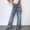 Blue, variant on Women's Jeans High Rise Wide Leg Plus Size Fashion Elastic Waistband with Slim Cord Pocket Full Length Denim Pants